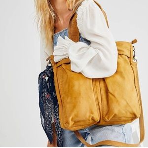 NEW Free People English Khaki Whitney Heritage Canvas Tote